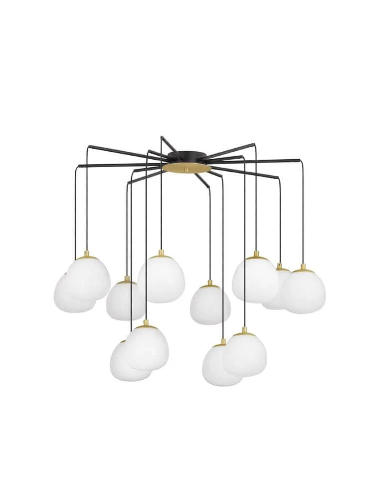 The Egg Pendelleuchte 12-flammig Ø 75cm Gold, Weiß, Schwarz