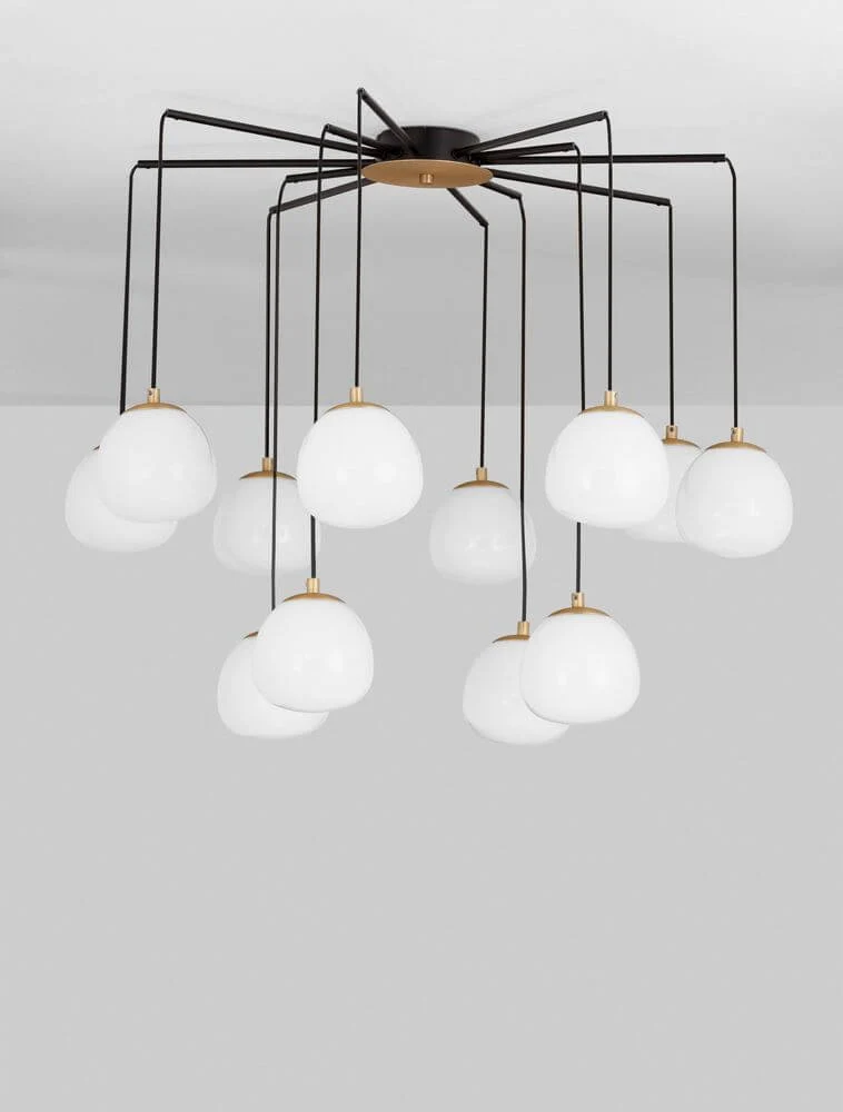 The Egg Pendelleuchte 12-flammig Ø 75cm Gold, Weiß, Schwarz