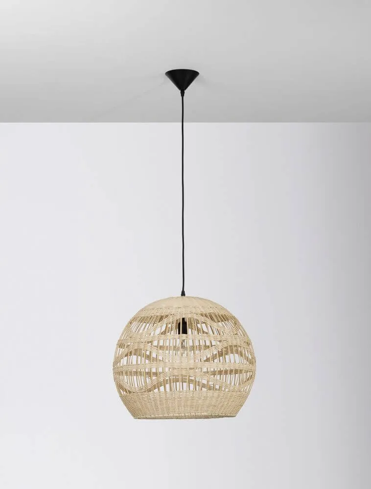 Marlo Pendelleuchte Kuppel Beige Rattan