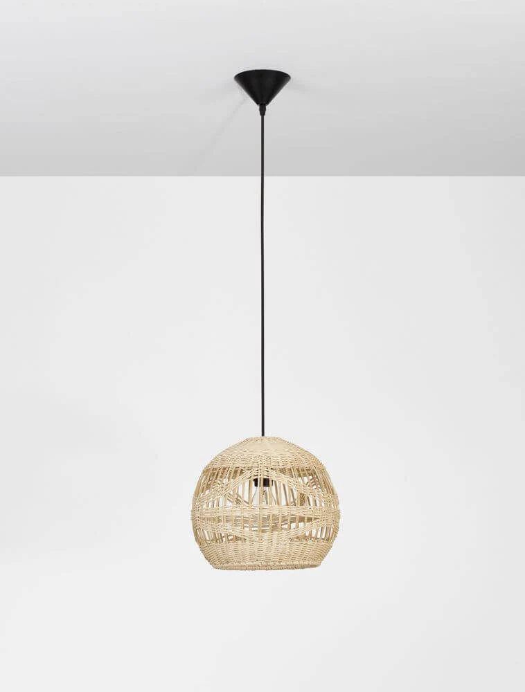 Marlo Pendelleuchte Kuppel Beige Rattan