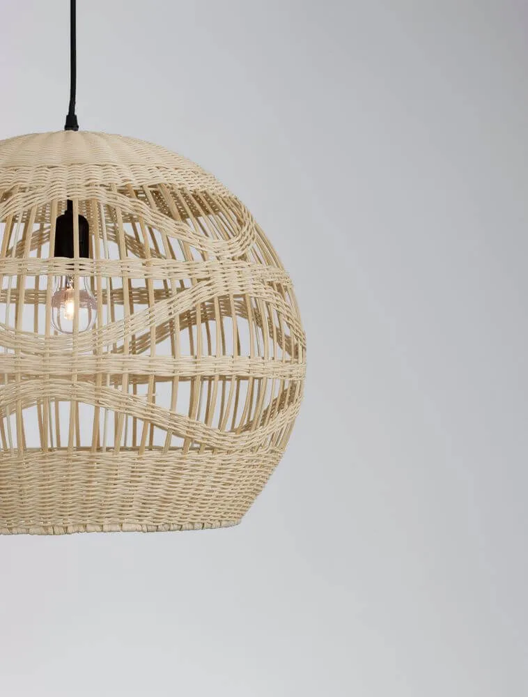 Marlo Pendelleuchte Kuppel Beige Rattan