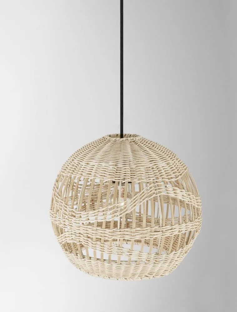 Marlo Pendelleuchte Kuppel Beige Rattan