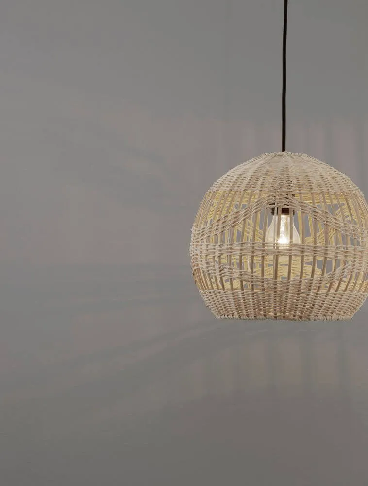 Marlo Pendelleuchte Kuppel Beige Rattan