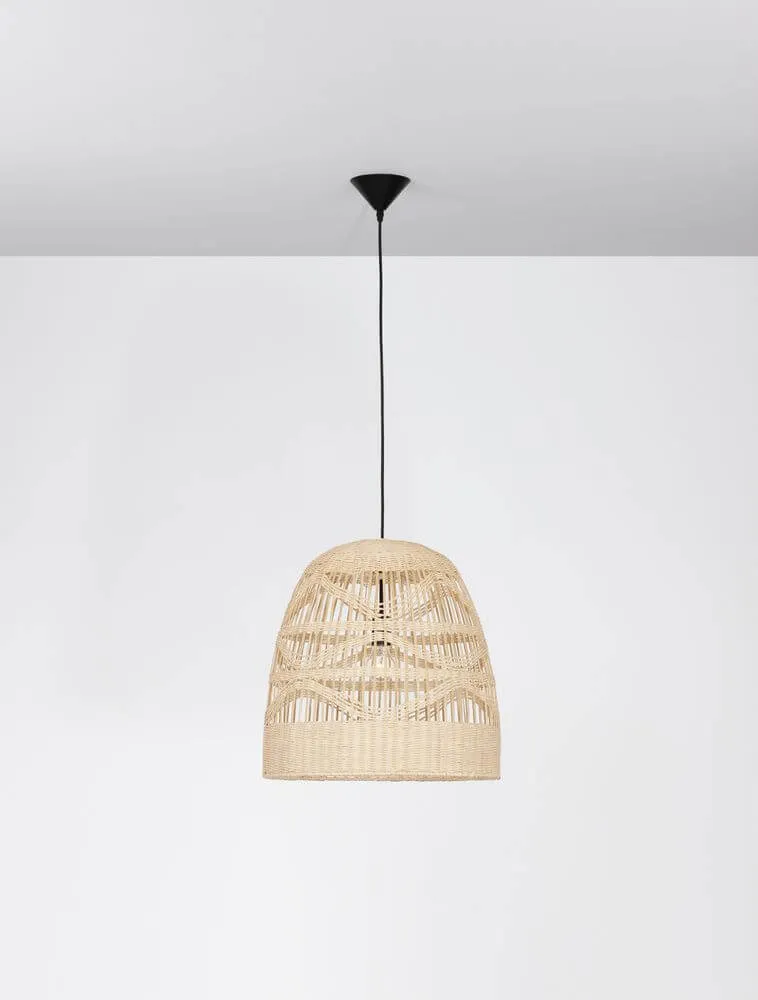 Marlo Pendelleuchte Glocke Beige Rattan