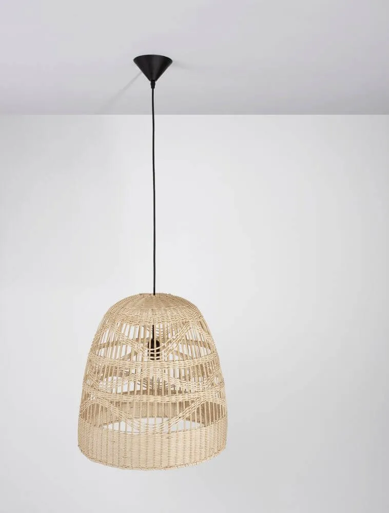 Marlo Pendelleuchte Glocke Beige Rattan