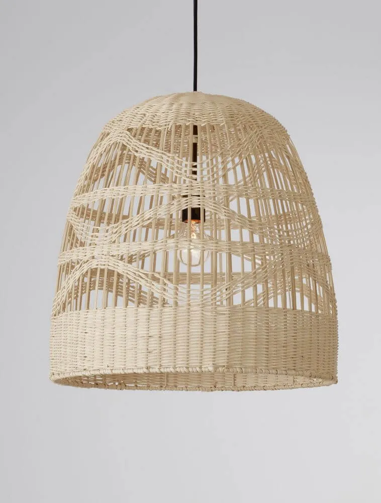Marlo Pendelleuchte Glocke Beige Rattan