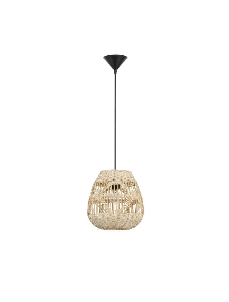 Marlo Pendelleuchte Birne Beige Rattan