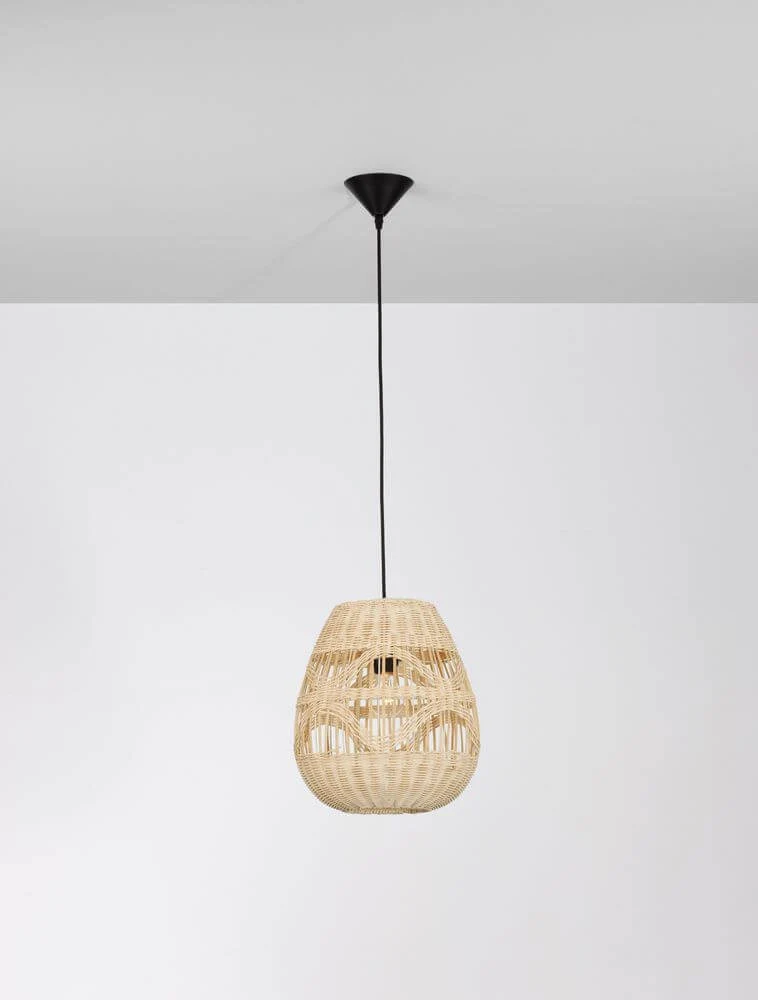 Marlo Pendelleuchte Birne Beige Rattan