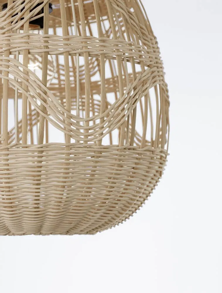 Marlo Pendelleuchte Birne Beige Rattan