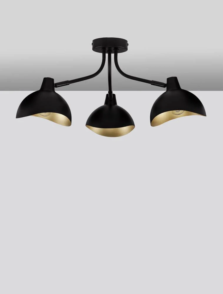 Geti Deckenleuchte 3-flammig Ø 18cm Schwarz, Gold