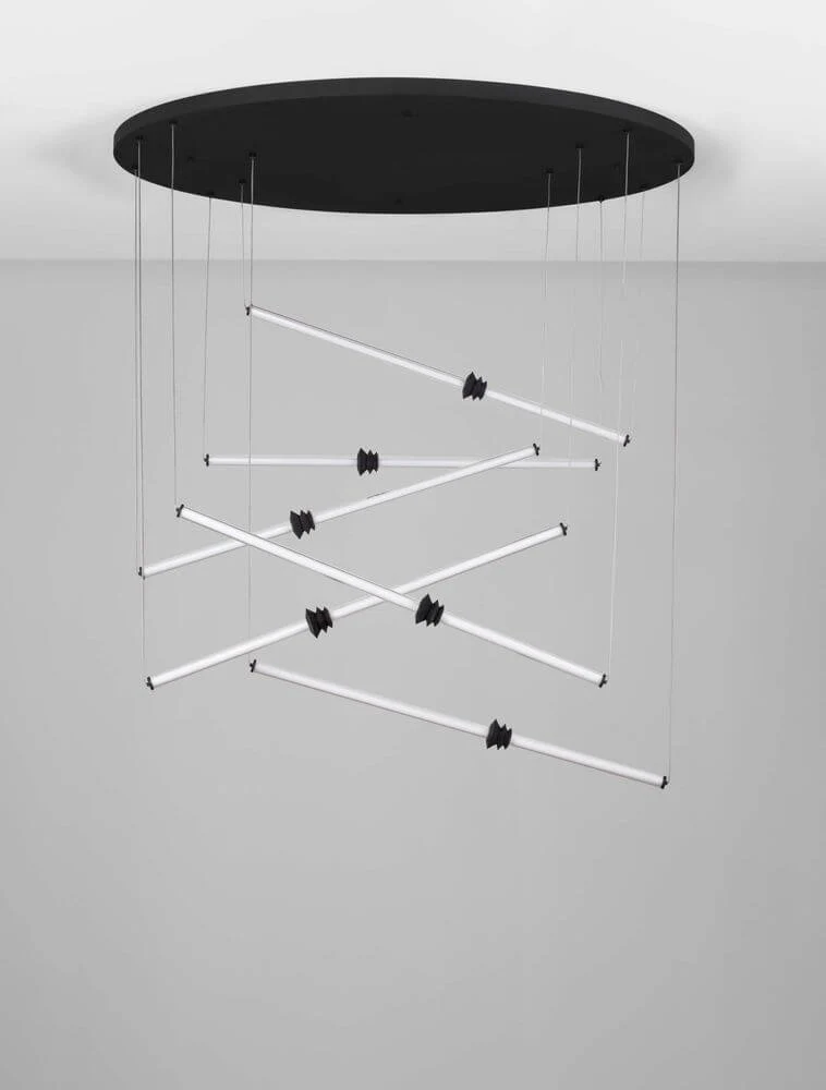 Stalactite LED Pendelleuchte 6-flammig Ø 150cm 3000K Schwarz