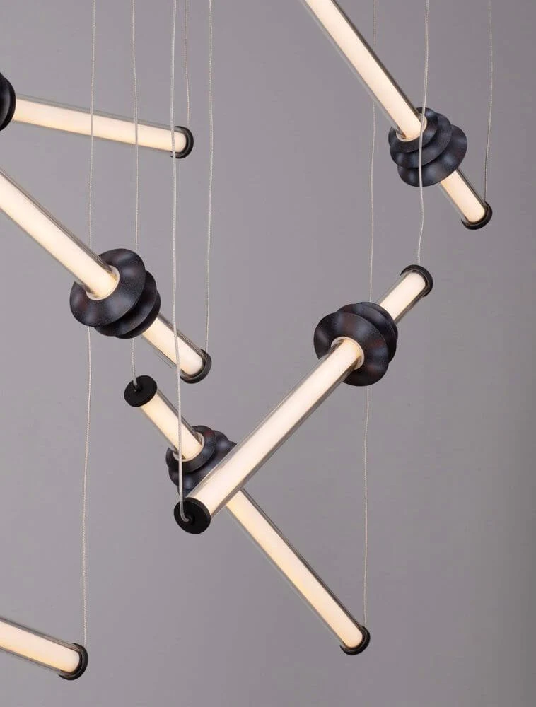Stalactite LED Pendelleuchte 6-flammig Ø 120cm 3000K Schwarz