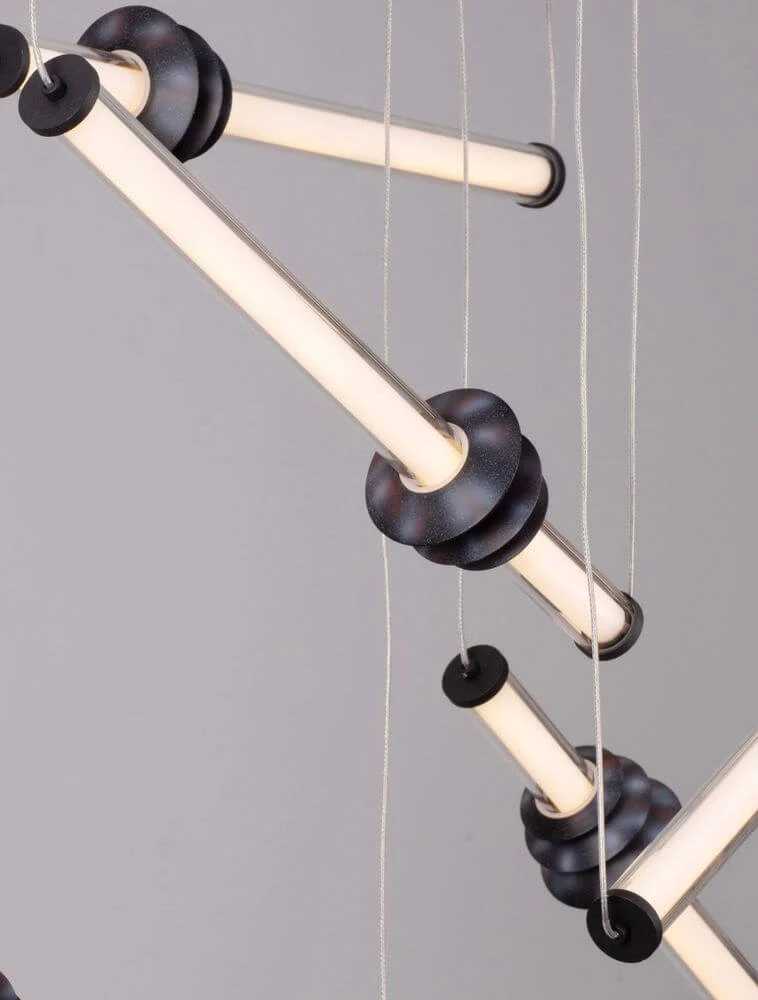 Stalactite LED Pendelleuchte 6-flammig Ø 120cm 3000K Schwarz