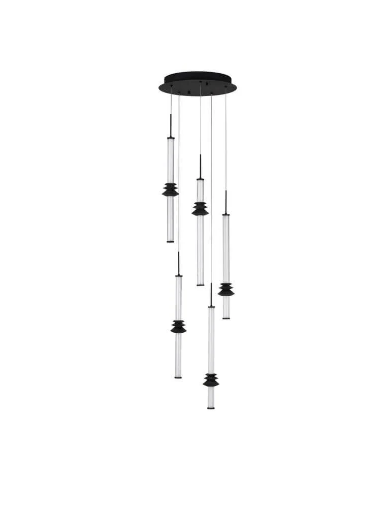 Stalactite Pendelleuchte 5-flammig Ø 35cm 3000K Schwarz