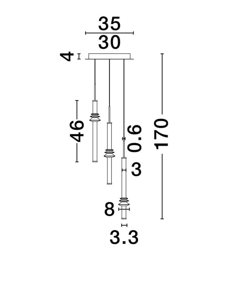 Stalactite Pendelleuchte 3-flammig Ø 35cm 3000K Schwarz