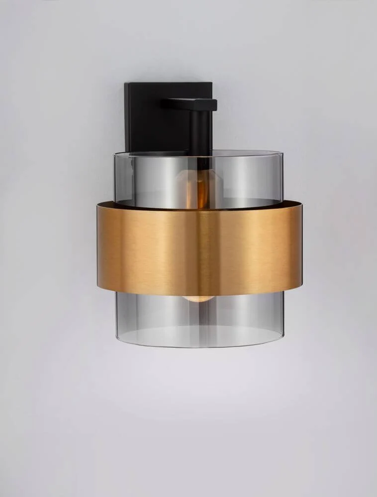 Sianna Wandleuchte E27 Nicht Schwenkbar Gold, Rauch, Schwarz