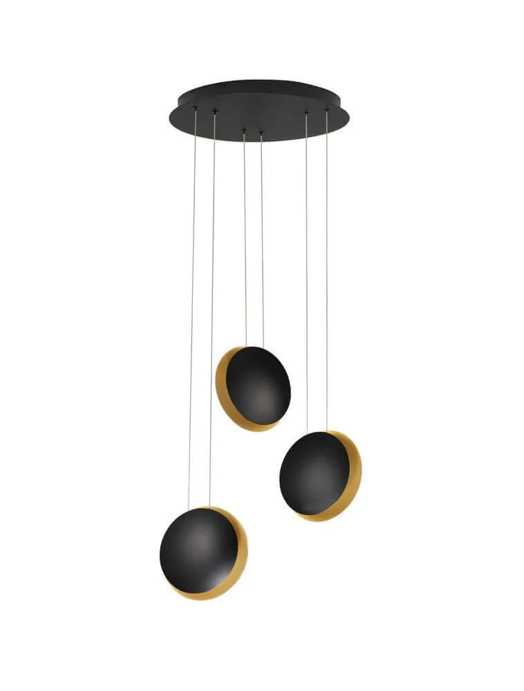 Shell LED Pendelleuchte 3-flammig Ø 48cm 3000K Schwarz, Gold