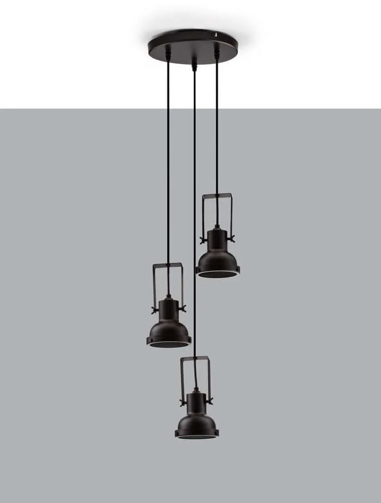 Ruvi Pendelleuchte E14 3-flammig Ø 24cm Schwarz