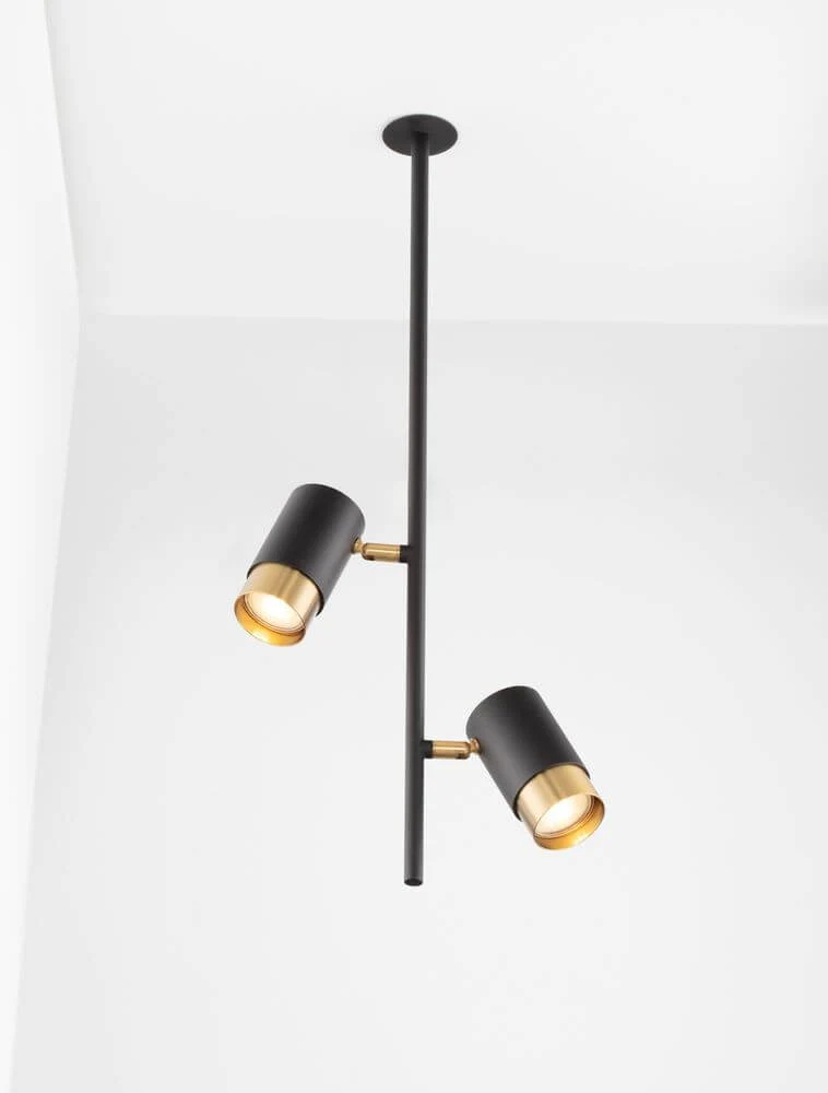 Pongo Pendelleuchte Deckeneinbau 2-flammig Ø 5,9cm Schwarz, Gold