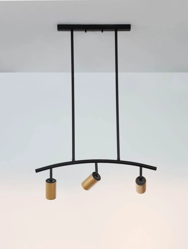 Pogno Pendelleuchte 3-flammig Bogen Schwarz, Gold