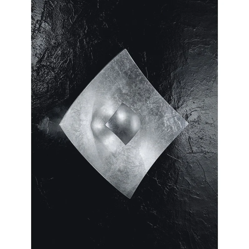 Quadrangolo Silber Wand- & Deckenleuchte Blattfolienversilbert 18cm