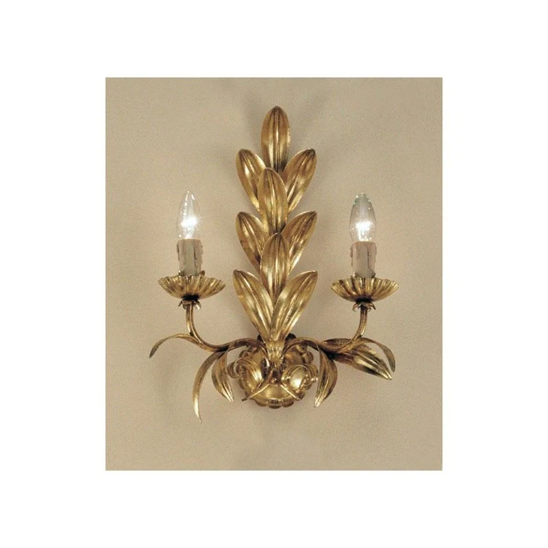 Palma Wandleuchte 2-flammig Blattgold-Auflage antik 40cm