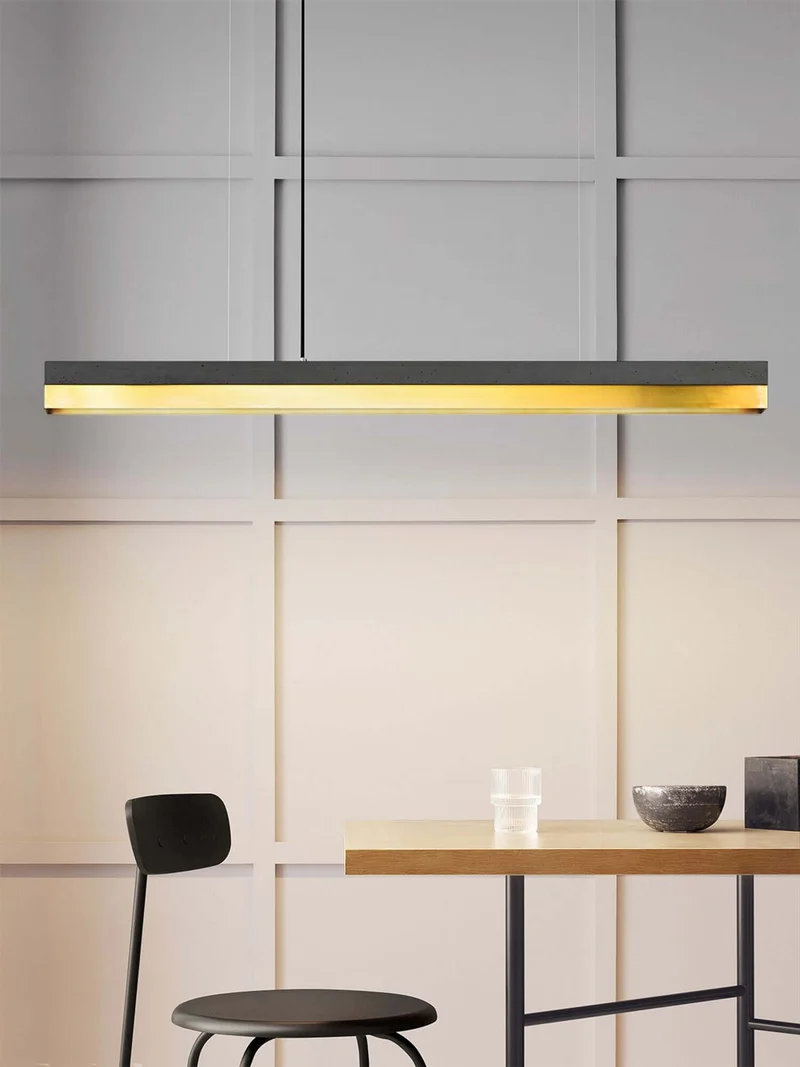 Gantlights C1 LED-Pendelleuchte 122cm Beton Holz