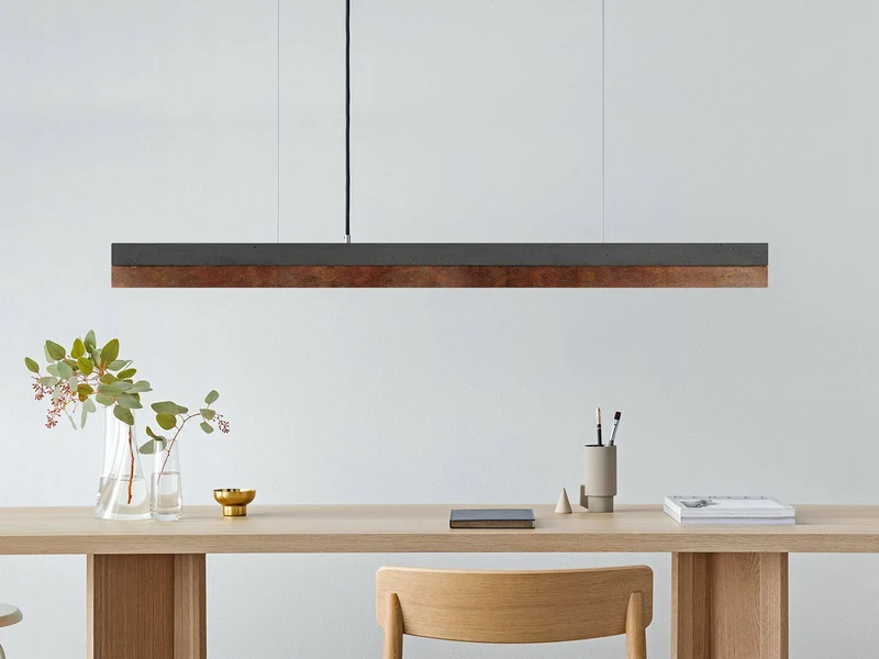 Gantlights C1 LED-Pendelleuchte 122cm Beton Holz