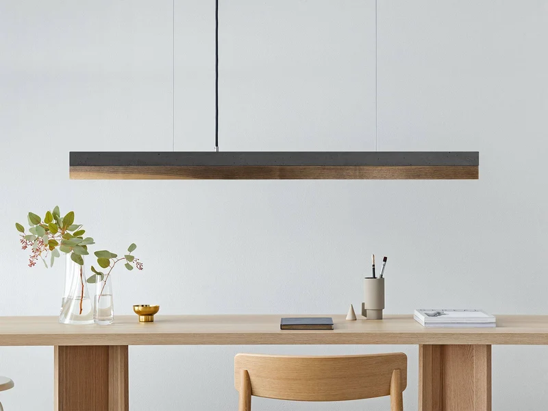Gantlights C1 LED-Pendelleuchte 122cm Beton Holz