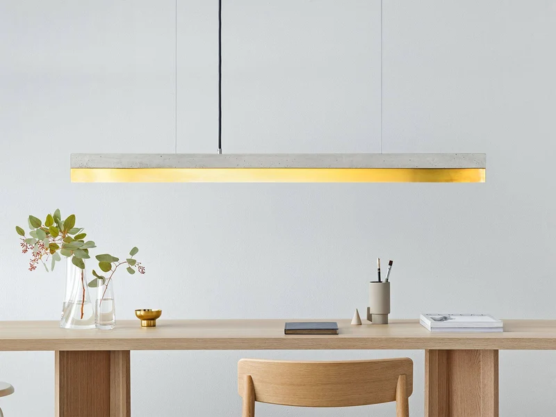 Gantlights C1 LED-Pendelleuchte 122cm Beton Holz