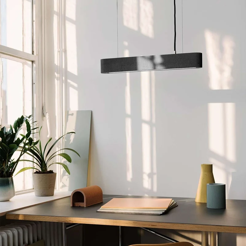 Gantlights S4 Beton LED-Pendelleuchte 61cm Plissiert