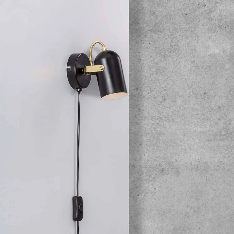Wandspot Lotus Schwarz, Messing