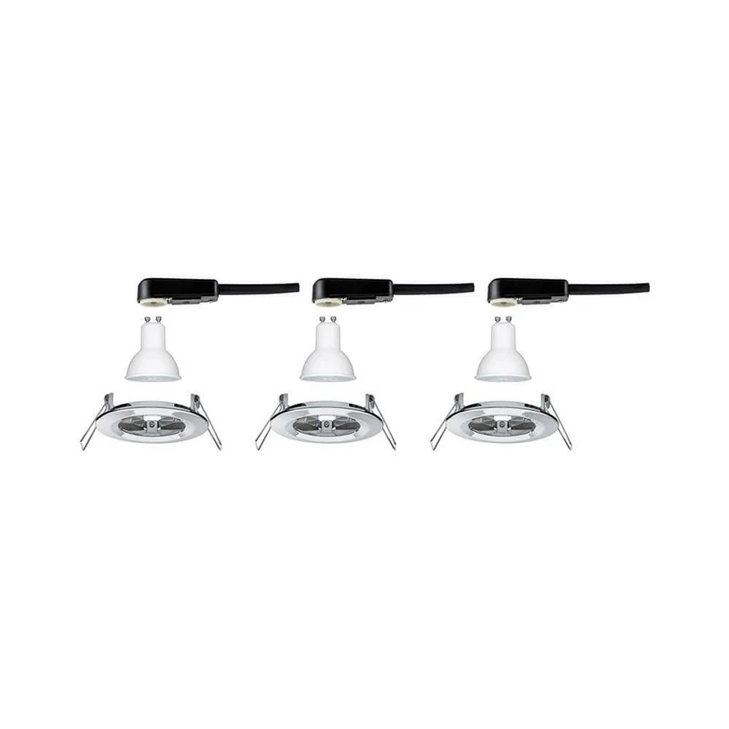 Einbauleuchten-Set Nova rund starr LED IP44 3x6,5W 2700K GU10 Chrom