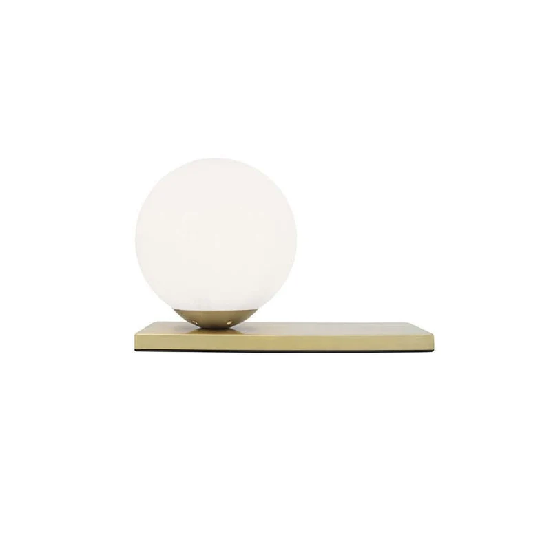 Grus Kugel-Tischlampe Messing, Weiß