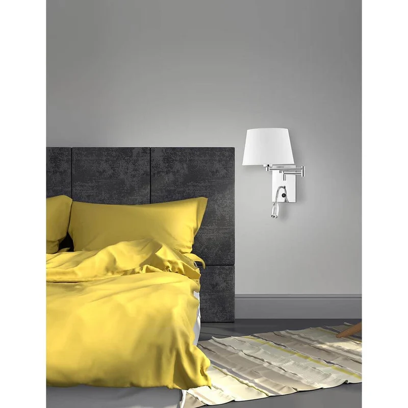 Cingo Wandlampe mit LED-Leselampe Weiß, Chrom
