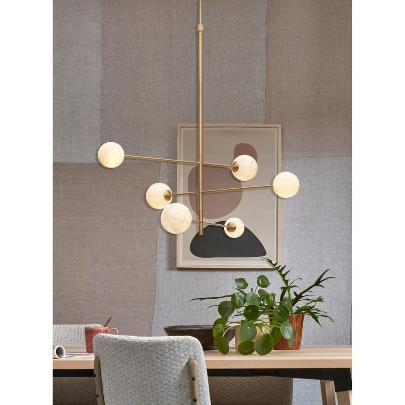 Grande Suspension Doré Laiton 6 LED