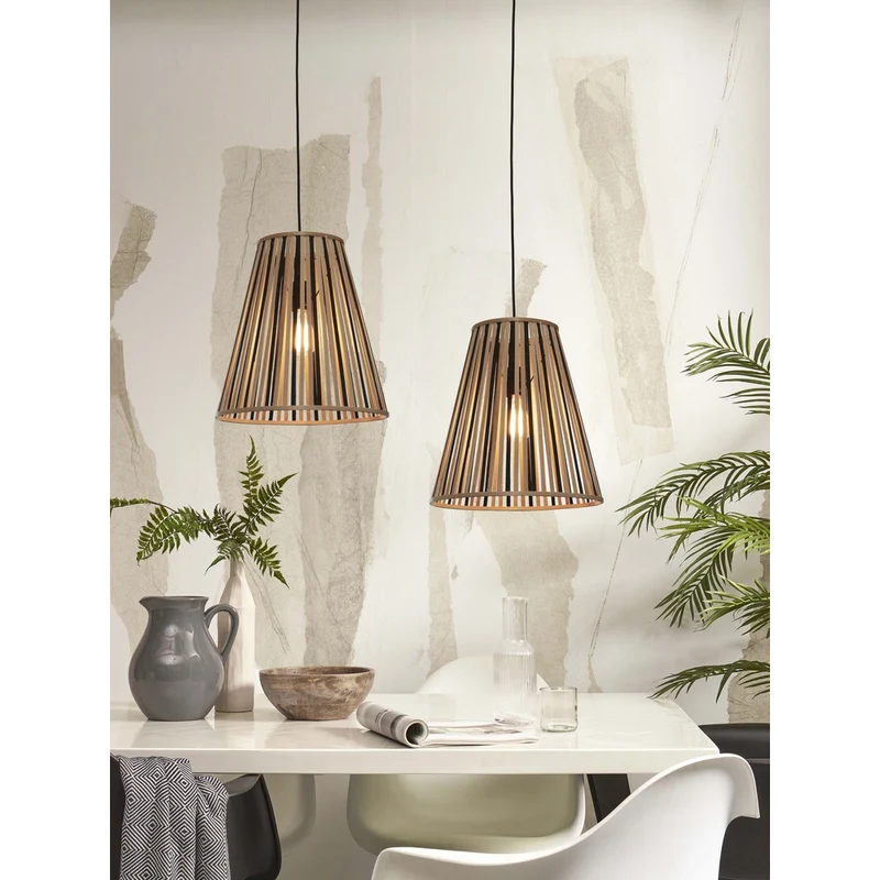 Suspension Bambou Noir Et Naturel