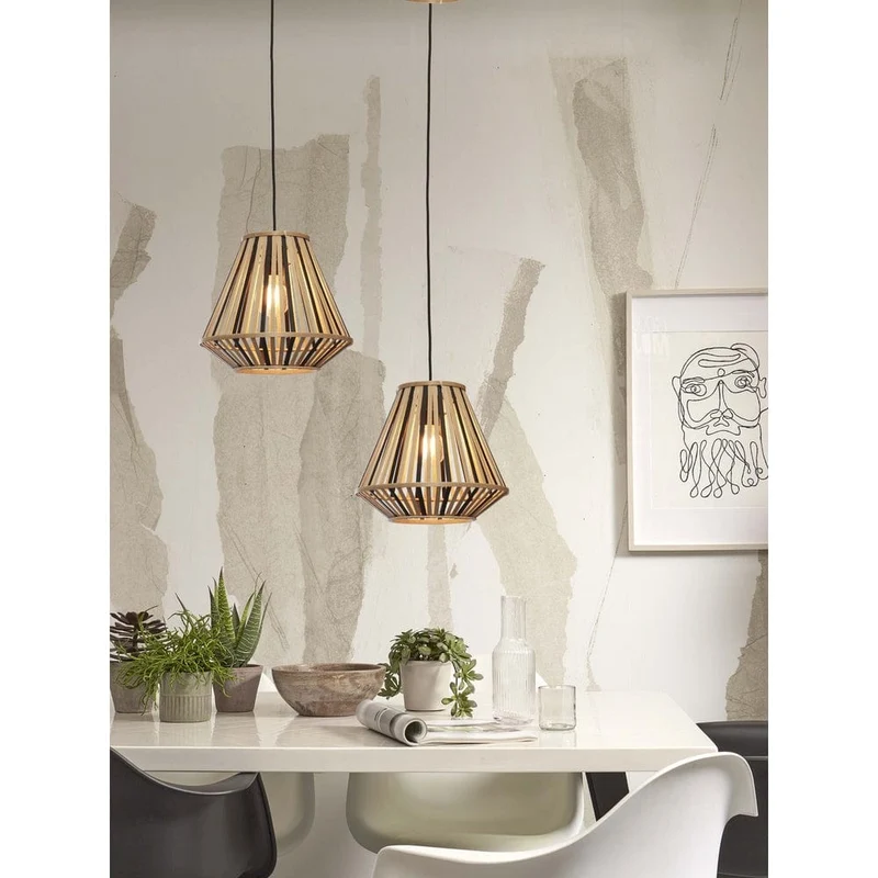 Suspension Bambou Et Noir