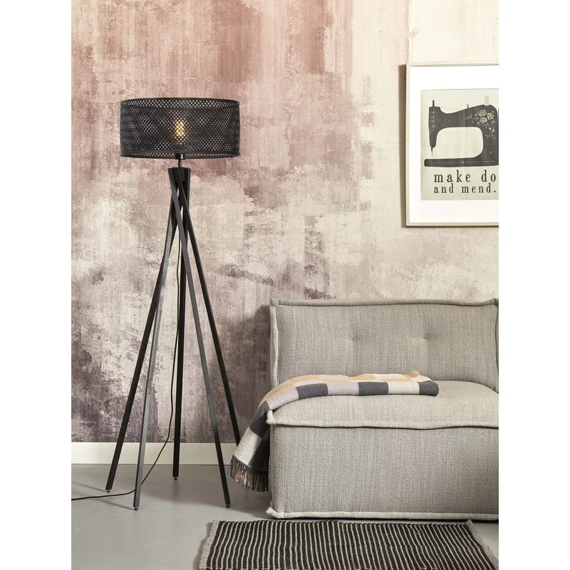 Grand Lampadaire industriel noir sur pied