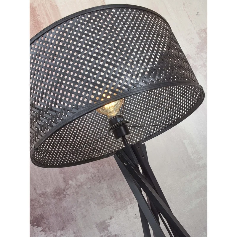 Grand Lampadaire industriel noir sur pied