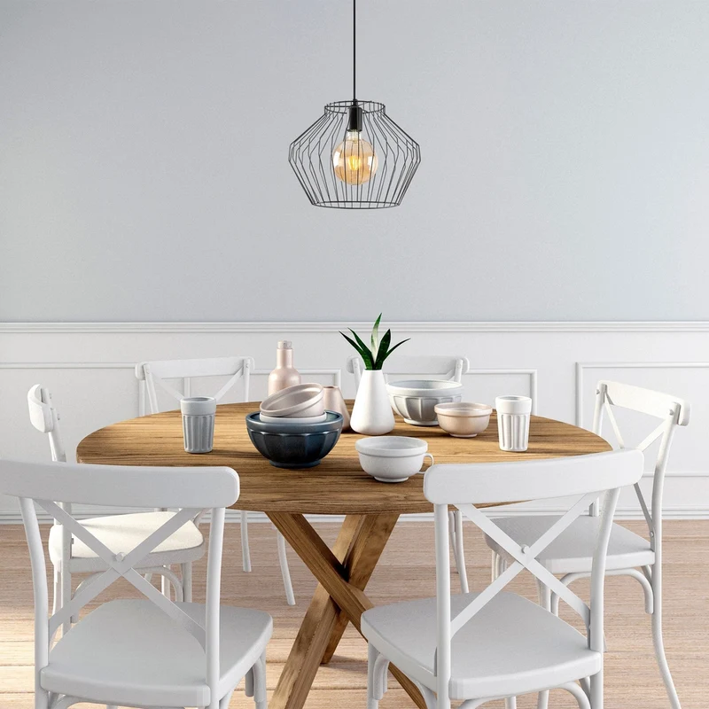 Lampe à suspension en métal noir