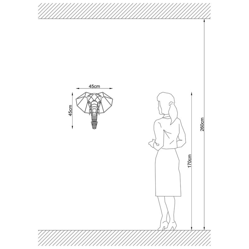 Applique Forme d’éléphant Métal Noir