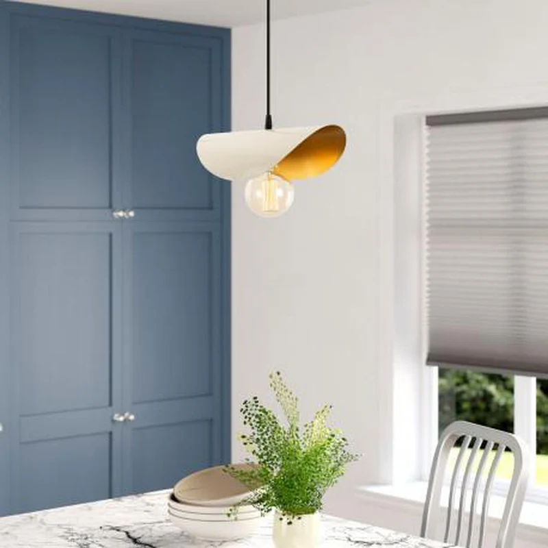 Luminaire Suspendu Blanc Et Or