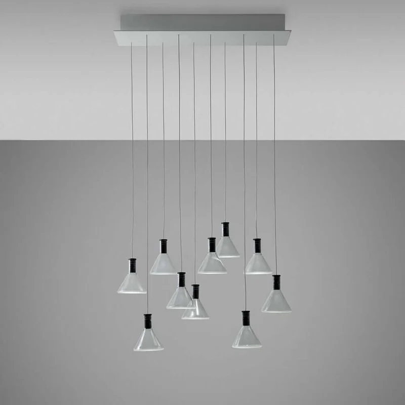 Fabbian Multispot LED-Hängeleuchte Polair 10-flammig eckig