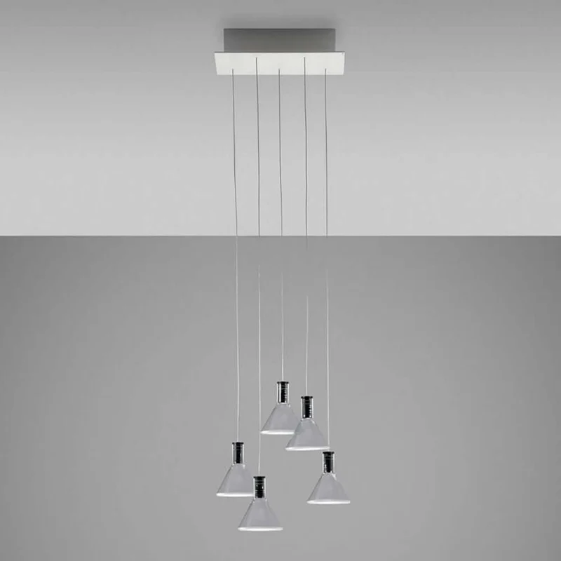 Fabbian Multispot LED-Hängeleuchte Polair 5-flammig eckig