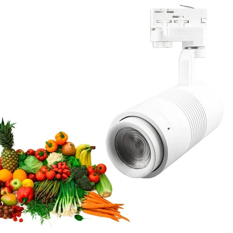 3-Phasen Strahler für Obst und Gemüse fokussierbar 35W 20°-60° Weiß