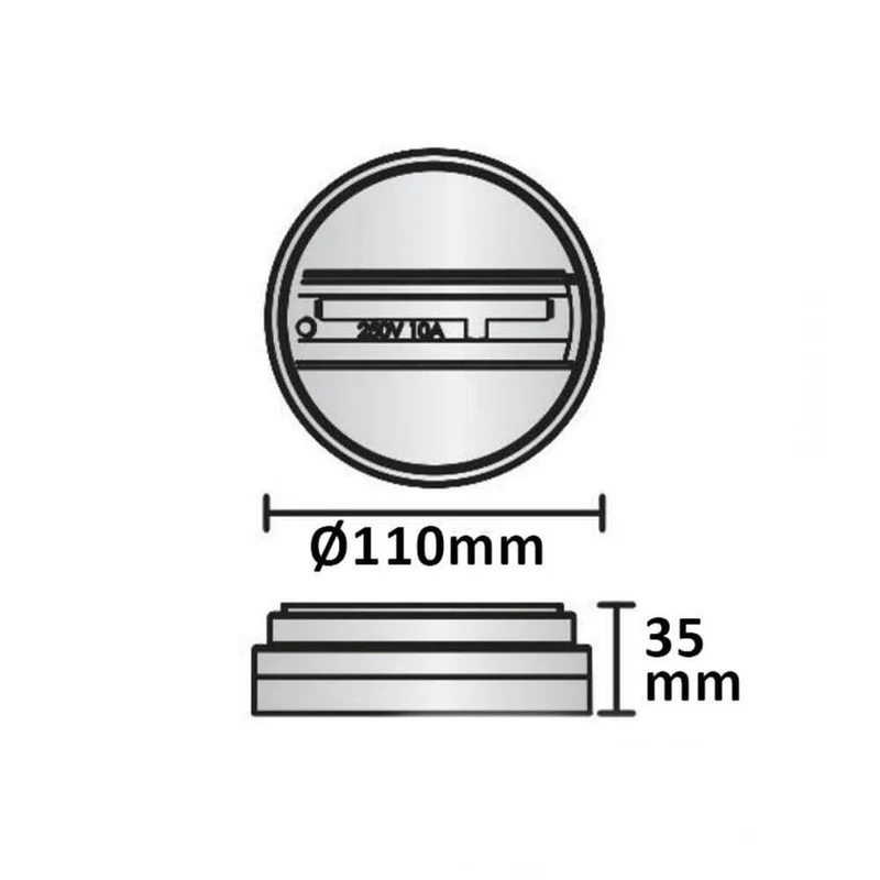 Aufbauadapter für 3-Phasen Schienenstrahler Schwarz 1-Phase Ø 11cm