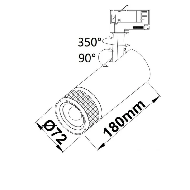 3-PH Schienen-Strahler 24W 20 - 55° schwarz Warmweiß