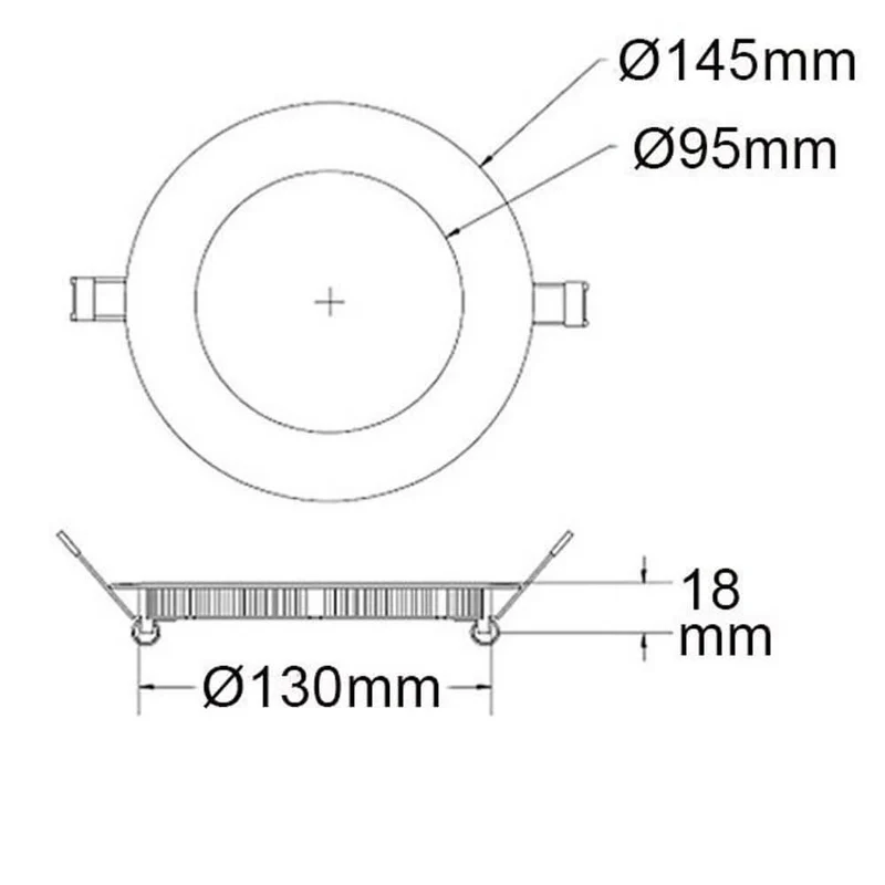 LED Einbaupanel Ø 15cm flach rund silber Dimmbar 9W Neutralweiß