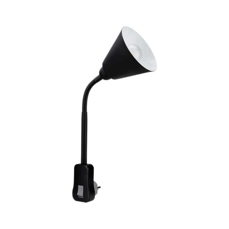 Steckerleuchte Junus mit Flexarm Schwarz